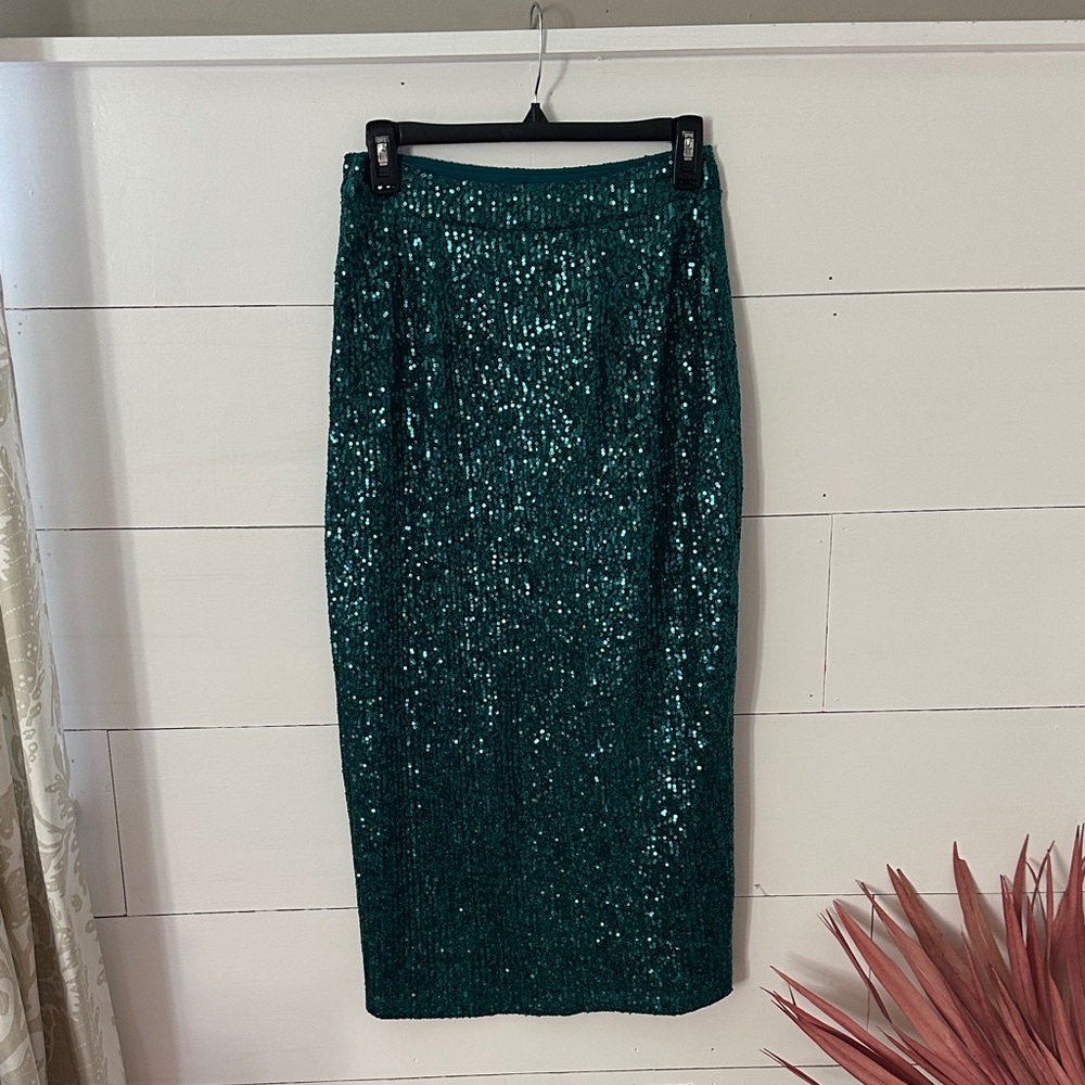 Maeve by Anthropologie emerald green pencil skirt with slit